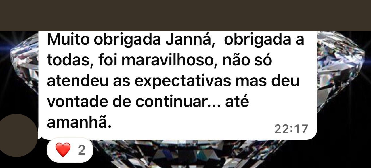 Print de depoimento real no WhatsApp sobre o encontro, nome e foto removidos