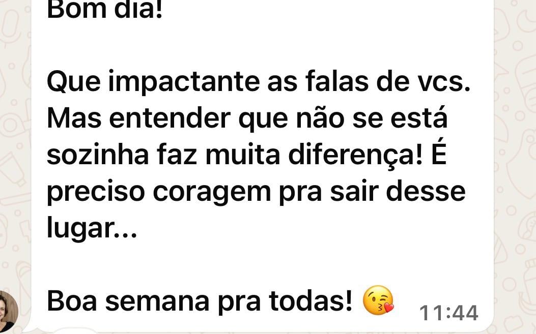 Print de depoimento real no WhatsApp sobre falas impactantes