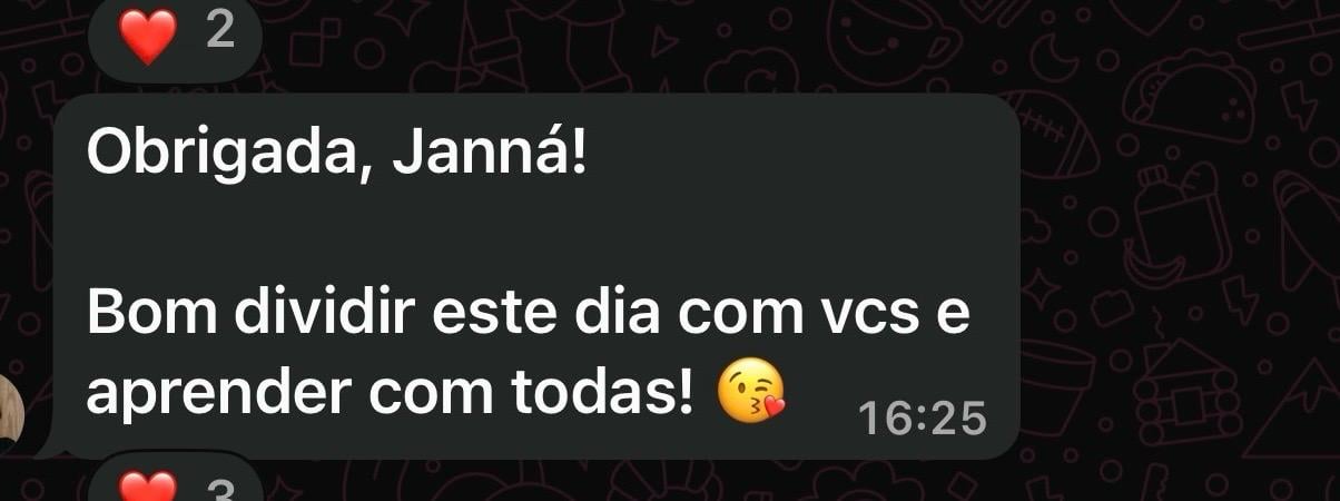 Print de depoimento real no WhatsApp sobre o evento