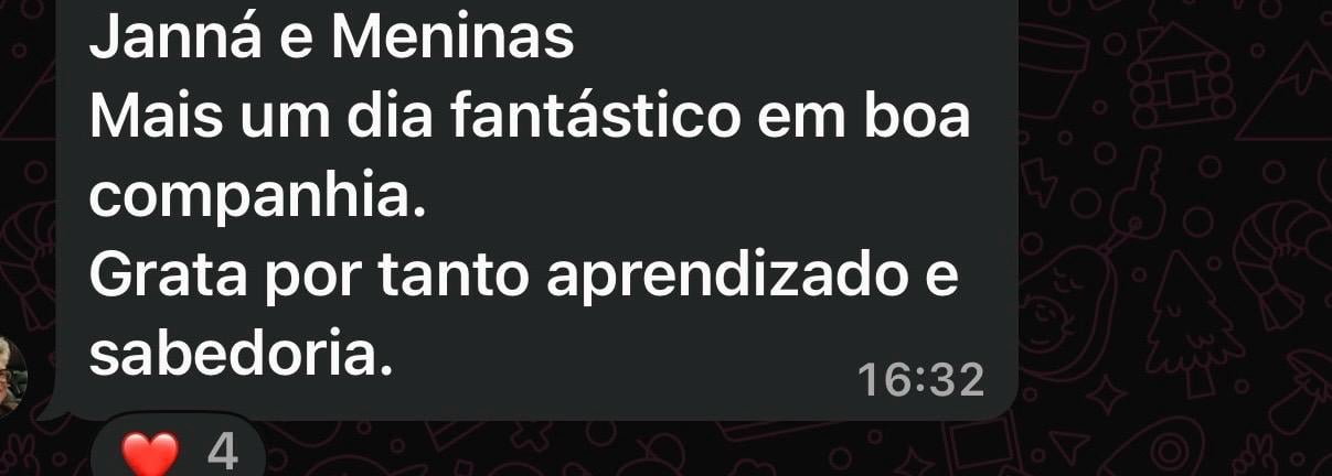 Print de depoimento real no WhatsApp sobre o evento